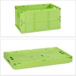 Relaxdays Klappbox Polypropylen Gr&uuml;n Stabil Stapelbar 31,5 cm x 58,5 cm x 40 cm