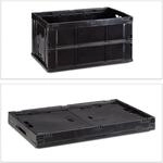 Relaxdays Klappbox Polypropylen Schwarz Stabil Stapelbar 31,5 cm x 58,5 cm x 40 cm