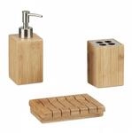 Relaxdays Badaccessoires Set Bambus Natur 3-teilig