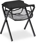 Relaxdays Klapphocker Polyester Metall Schwarz Belastbar bis 120 kg mit Staufach 39