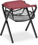 Relaxdays Klapphocker Polyester Metall Rot Schwarz Faltbar Mit Staufach Belastbar bis