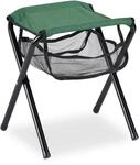 Relaxdays Klapphocker Polyester Metall Gr&uuml;n Belastbar bis 120 kg 39 cm x 29 cm x 35