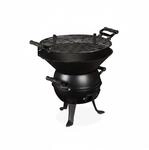 Relaxdays Grillfass Gusseisen Schwarz H&ouml;henverstellbar 39 cm x 46 cm x 36 cm 4,8 kg