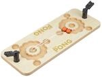 Relaxdays Beer Pong Spiel MDF Kunststoff Natur Rot Mit Katapult 58 cm x 20 cm x 9 cm