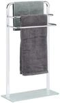 Relaxdays Handtuchhalter Milchglas Chrom Wei&szlig; Freistehend 80 cm x 45 cm x 20 cm