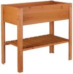 Relaxdays Hochbeet Tannenholz Rotbraun mit Ablagefach 80 cm x 88 cm x 43,5 cm