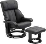 HOMCOM Massagesessel mit Liegefunktion Hocker Samtartig Schwarz 76 x 80 x 102 cm
