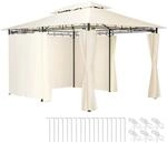 Tectake Gartenpavillon Emine 4 x 3 M Wasserabweisend 400 x 300 x 265 cm Creme