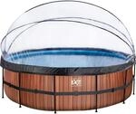EXIT Wood Pool Braun &oslash; 488 x 122 cm m. Sandfilterpumpe, Abdeckung u. W&auml;rmepumpe