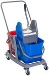 HOMCOM Putzwagen mit 2 Eimern 4 Leichtg&auml;ngigen Rollen Metall Blau Rot 73x45x92cm