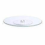 Relaxdays Tortenplatte Glas Edelstahl Transparent Drehbar Rutschfest 2 cm x 30 cm 900