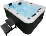 Home Deluxe Outdoor Whirlpool White Marble Plus Inkl. Treppe und Thermoabdeckung
