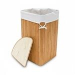 Relaxdays Eckw&auml;schekorb Bambus Natur Faltbar mit Deckel 65 cm x 49,5 cm x 37 cm 1,7