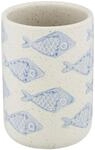 Wenko Zahnputzbecher Aquamarin Keramik Beige handbemalt