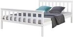 Homestyle4u Doppelbett 140 x 200 cm Bett Bettgestell Wei&szlig; Kiefer 890