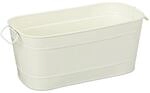 Relaxdays Blumenkasten Metall Creme mit 2 Griffen 16 cm x 38 cm x 19 cm
