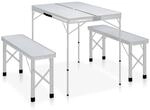 vidaXL Klappbarer Campingtisch mit 2 Sitzb&auml;nken Aluminium Wei&szlig; 48181