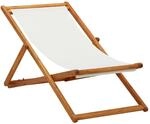 vidaXL Strandstuhl Klappbar Eukalyptusholz und Stoff Cremewei&szlig; 310314