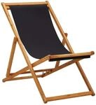 vidaXL Strandstuhl Klappbar Eukalyptusholz und Stoff Schwarz 310316