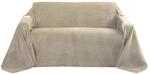 Beautissu Romantica Tagesdecke Wildleder Optik 210x280cm Natur