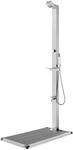 vidaXL Gartendusche mit Grauer Bodenplatte 225 cm Edelstahl 3070792