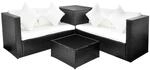 vidaXL 4-tlg Garten-Lounge-Set mit Auflagen Poly Rattan Schwarz Modell 12