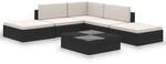 vidaXL 6-Tlg Garten-Lounge-Set mit Auflagen Poly Rattan Schwarz 41257
