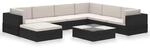 vidaXL 8-Tlg Garten-Lounge-Set mit Auflagen Poly Rattan Schwarz 41261