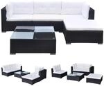 vidaXL 5-tlg Garten-Lounge-Set mit Auflagen Poly Rattan Schwarz Modell 2