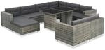 vidaXL 10-tlg Garten-Lounge-Set mit Auflagen Poly Rattan Grau Modell 5