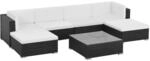 vidaXL 7-tlg Garten-Lounge-Set mit Auflagen Poly Rattan Schwarz Modell 7