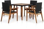 vidaXL 5-tlg Garten-Essgruppe Poly Rattan Schwarz und Braun Modell 1