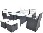 vidaXL 6-tlg Garten-Essgruppe mit Auflagen Poly Rattan Schwarz Modell 2