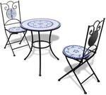 vidaXL 3-Tlg Bistro-Set Keramikfliesen Blau und Wei&szlig; 271771