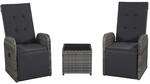 vidaXL 3-tlg Bistro-Set mit Auflagen Poly Rattan Grau Modell 3