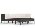 vidaXL 6-tlg Garten-Lounge-Set mit Auflagen Poly Rattan Schwarz Modell 3