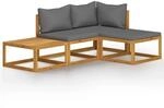 vidaXL 4-Tlg Garten-Lounge-Set mit Auflagen Massivholz Akazie 3057601