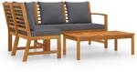 vidaXL 4-Tlg Garten-Lounge-Set mit Auflagen Massivholz Akazie 3057779