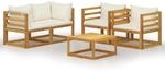 vidaXL 5-tlg Garten-Lounge-Set mit Auflagen Creme Massivholz Akazie Modell 2