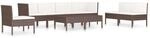 vidaXL 9-tlg Garten-Lounge-Set mit Auflagen Poly Rattan Braun Modell 1