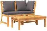 vidaXL 3-Tlg Garten-Lounge-Set mit Dunkelgrauem Kissen Akazienholz 311835