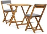 vidaXL 3-Tlg Bistro-Set Klappbar mit Auflagen Massivholz Akazie 310275