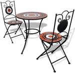 vidaXL 3-Tlg Bistro-Set Keramik Terrakotta und Wei&szlig; 271773