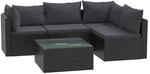 vidaXL 5-Tlg Garten-Lounge-Set mit Auflagen Poly Rattan Schwarz 46554