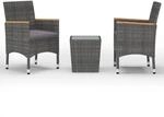 vidaXL 3-tlg Bistro-Set Poly Rattan und Hartglas Grau Modell 2