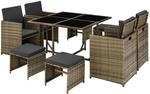 Tectake Rattan Sitzgruppe Bilbao F&uuml;r 4 Bis 8 Personen Widerstandsf&auml;hig 53 x 53 x