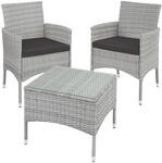 Tectake Rattanset Luzern F&uuml;r 2 Personen Widerstandsf&auml;hig 84 x 60 x 61 cm Hellgrau