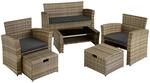 Tectake Rattan Sitzgruppe Modena F&uuml;r 4 Bis 6 Personen Widerstandsf&auml;hig 129 x 68 50