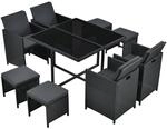 Juskys Polyrattan Essgruppe Baracoa L 9 Teilig Schwarz