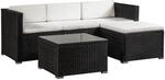 Juskys Polyrattan Lounge Sitzgarnitur Punta Cana M Schwarz mit Bez&uuml;gen in Creme